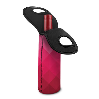 Pink Geometric Square Pattern Print Single Neoprene Wine Tote