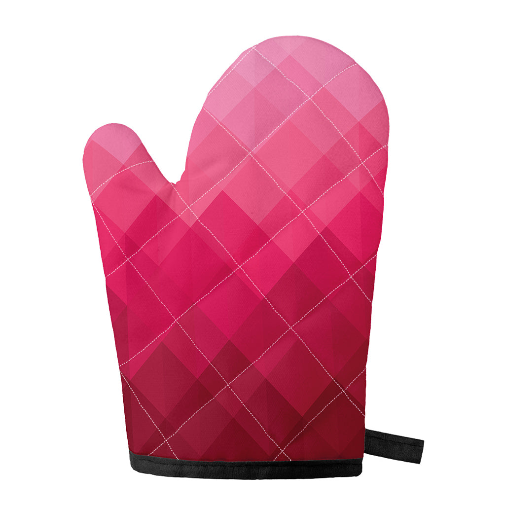 Pink Geometric Square Pattern Print Single Oven Mitt