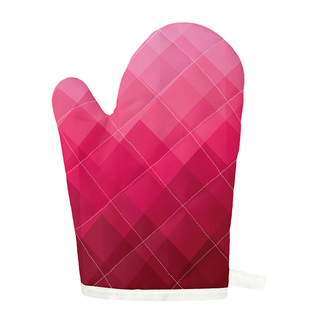 Pink Geometric Square Pattern Print Single Oven Mitt