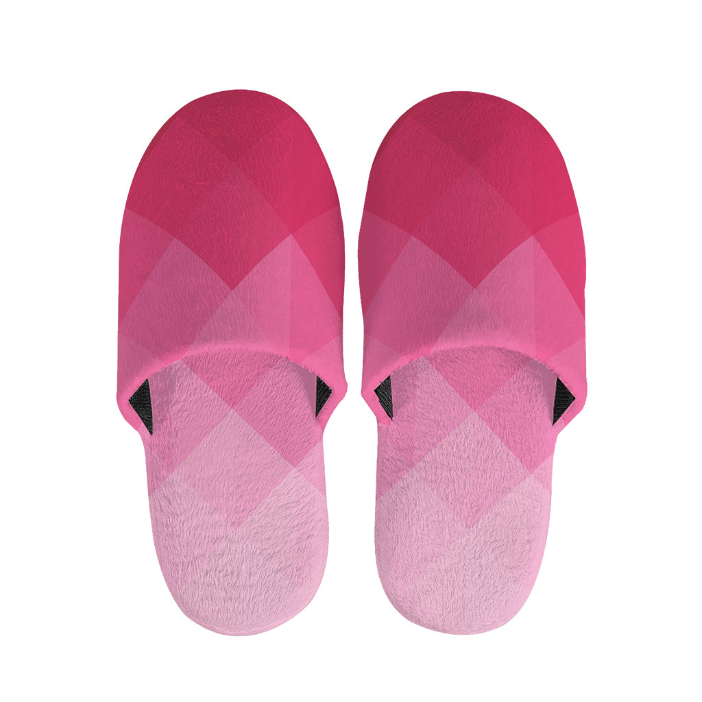 Pink Geometric Square Pattern Print Slippers