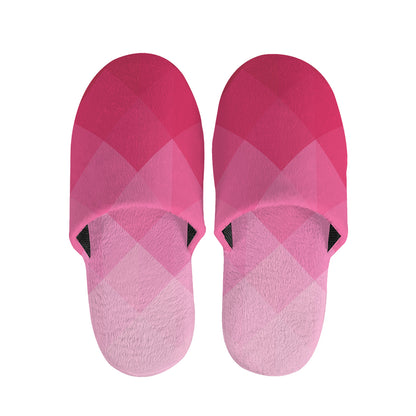Pink Geometric Square Pattern Print Slippers