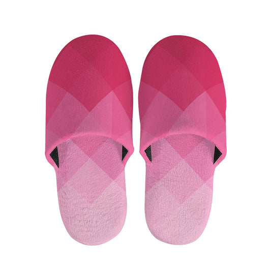 Pink Geometric Square Pattern Print Slippers