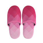 Pink Geometric Square Pattern Print Slippers
