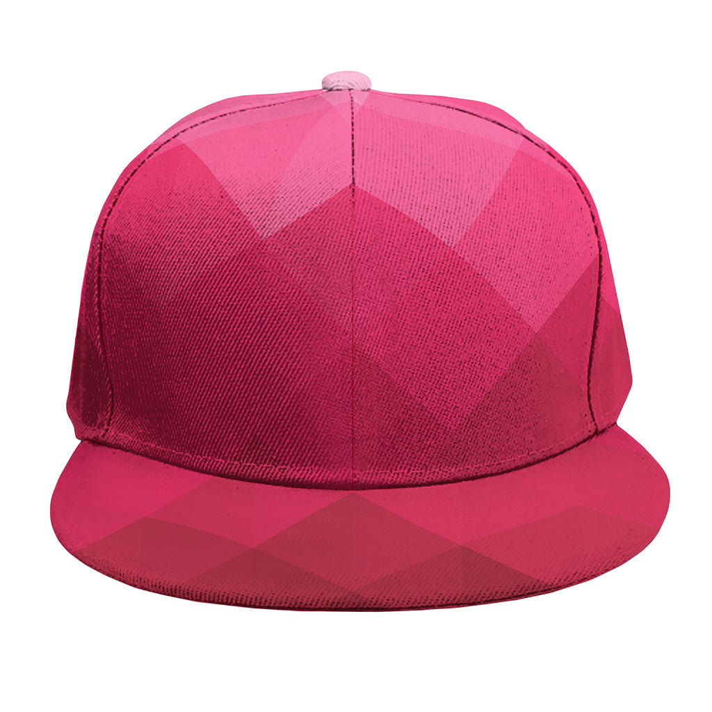 Pink Geometric Square Pattern Print Snapback Cap