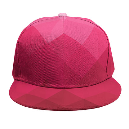Pink Geometric Square Pattern Print Snapback Cap