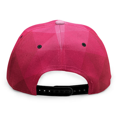 Pink Geometric Square Pattern Print Snapback Cap