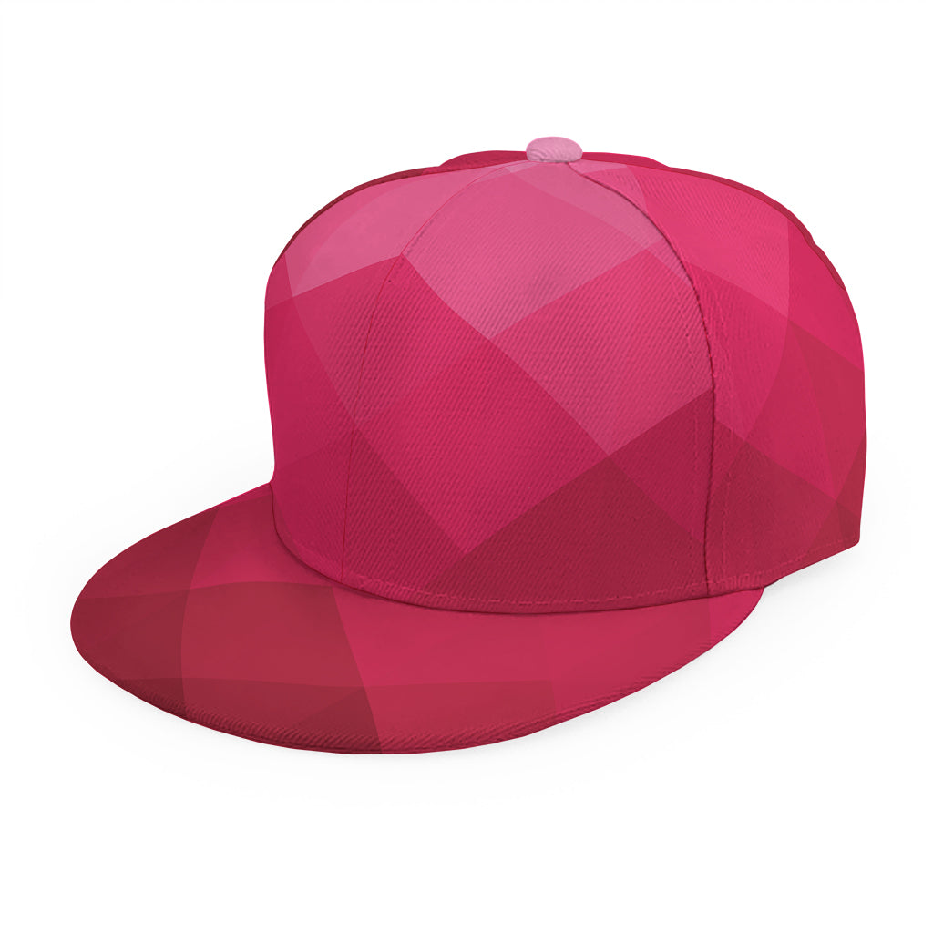 Pink Geometric Square Pattern Print Snapback Cap