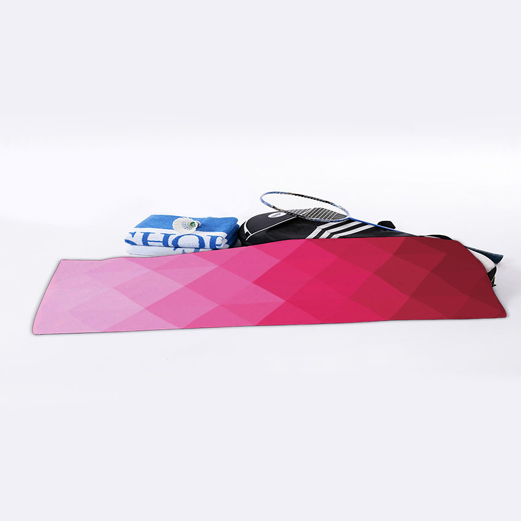 Pink Geometric Square Pattern Print Sports Towel