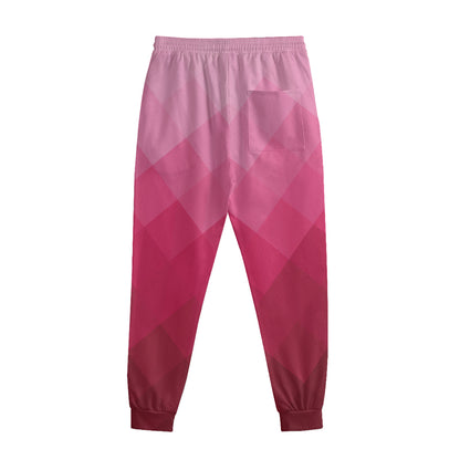 Pink Geometric Square Pattern Print Sweatpants