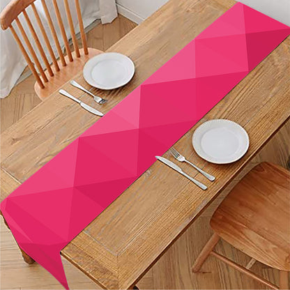 Pink Geometric Square Pattern Print Table Runner