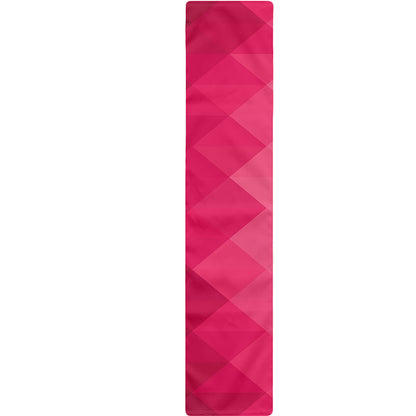 Pink Geometric Square Pattern Print Table Runner