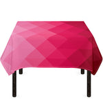 Pink Geometric Square Pattern Print Tablecloth