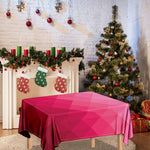 Pink Geometric Square Pattern Print Tablecloth