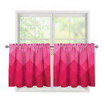 Pink Geometric Square Pattern Print Tier Curtains