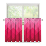 Pink Geometric Square Pattern Print Tier Curtains