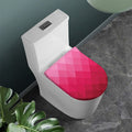 Pink Geometric Square Pattern Print Toilet Lid Cover