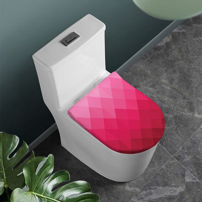 Pink Geometric Square Pattern Print Toilet Lid Cover