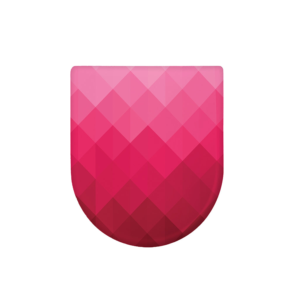 Pink Geometric Square Pattern Print Toilet Lid Cover