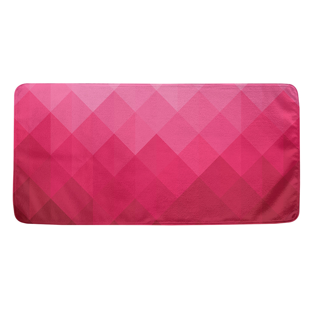 Pink Geometric Square Pattern Print Towel