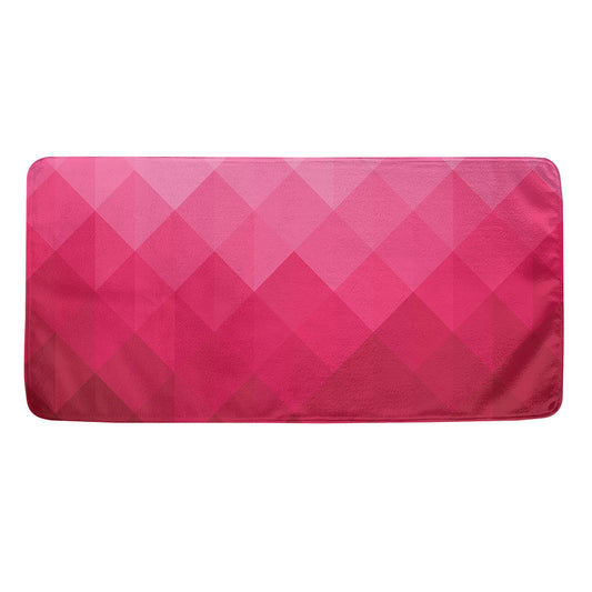 Pink Geometric Square Pattern Print Towel