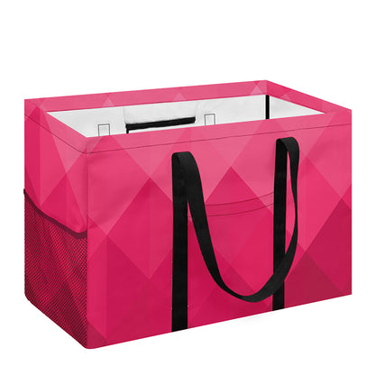 Pink Geometric Square Pattern Print Utility Tote Bag