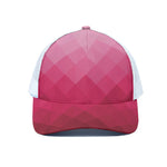 Pink Geometric Square Pattern Print White Mesh Trucker Cap