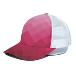 Pink Geometric Square Pattern Print White Mesh Trucker Cap