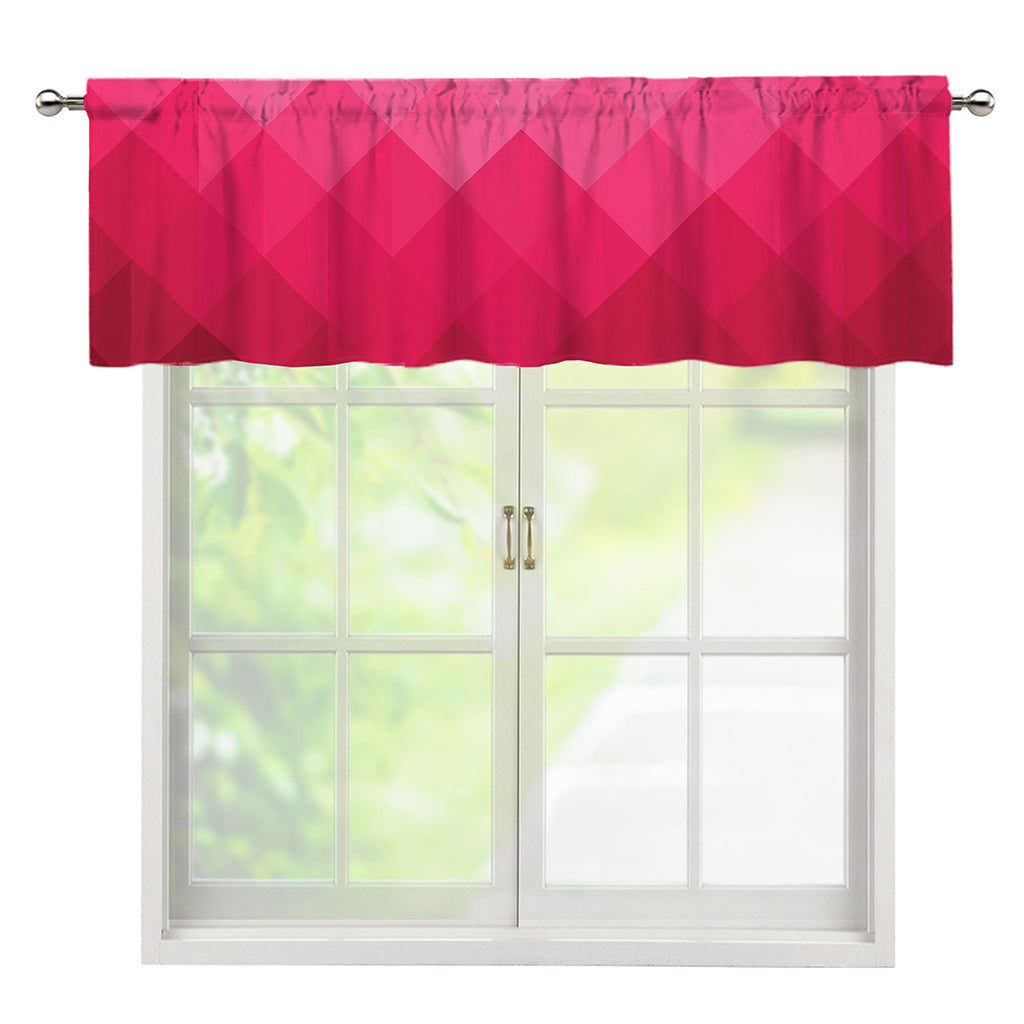 Pink Geometric Square Pattern Print Window Valance