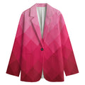 Pink Geometric Square Pattern Print Women's Cotton Blazer