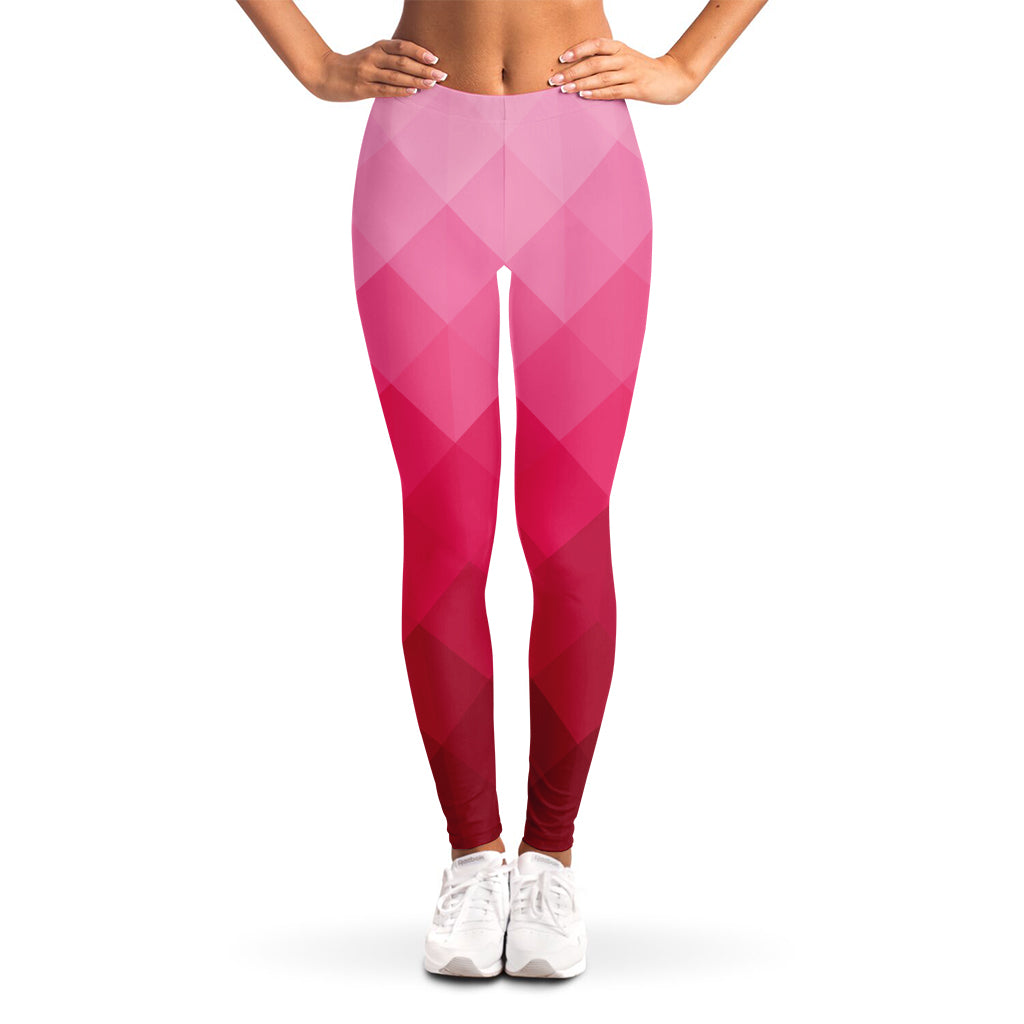 Pink Geometric Square Pattern Print Women's Leggings