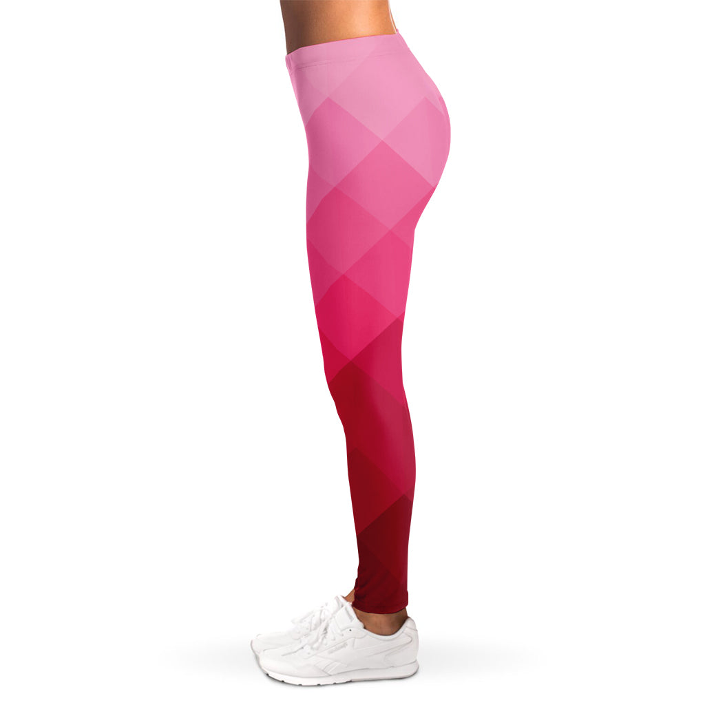 Pink Geometric Square Pattern Print Women's Leggings