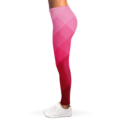 Pink Geometric Square Pattern Print Women's Leggings