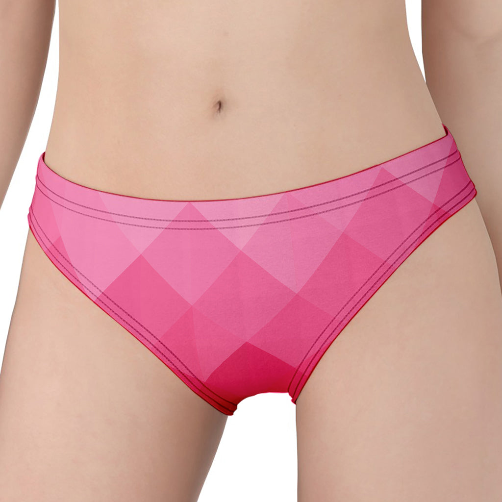 Pink Geometric Square Pattern Print Women's Panties