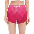 Pink Geometric Square Pattern Print Women's Split Running Shorts
