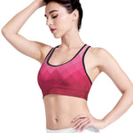 Pink Geometric Square Pattern Print Women's Sports Bra