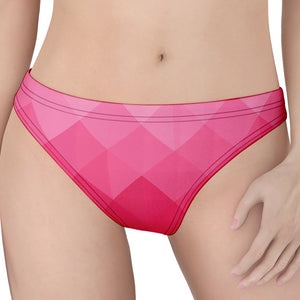 Pink Geometric Square Pattern Print Women's Thong