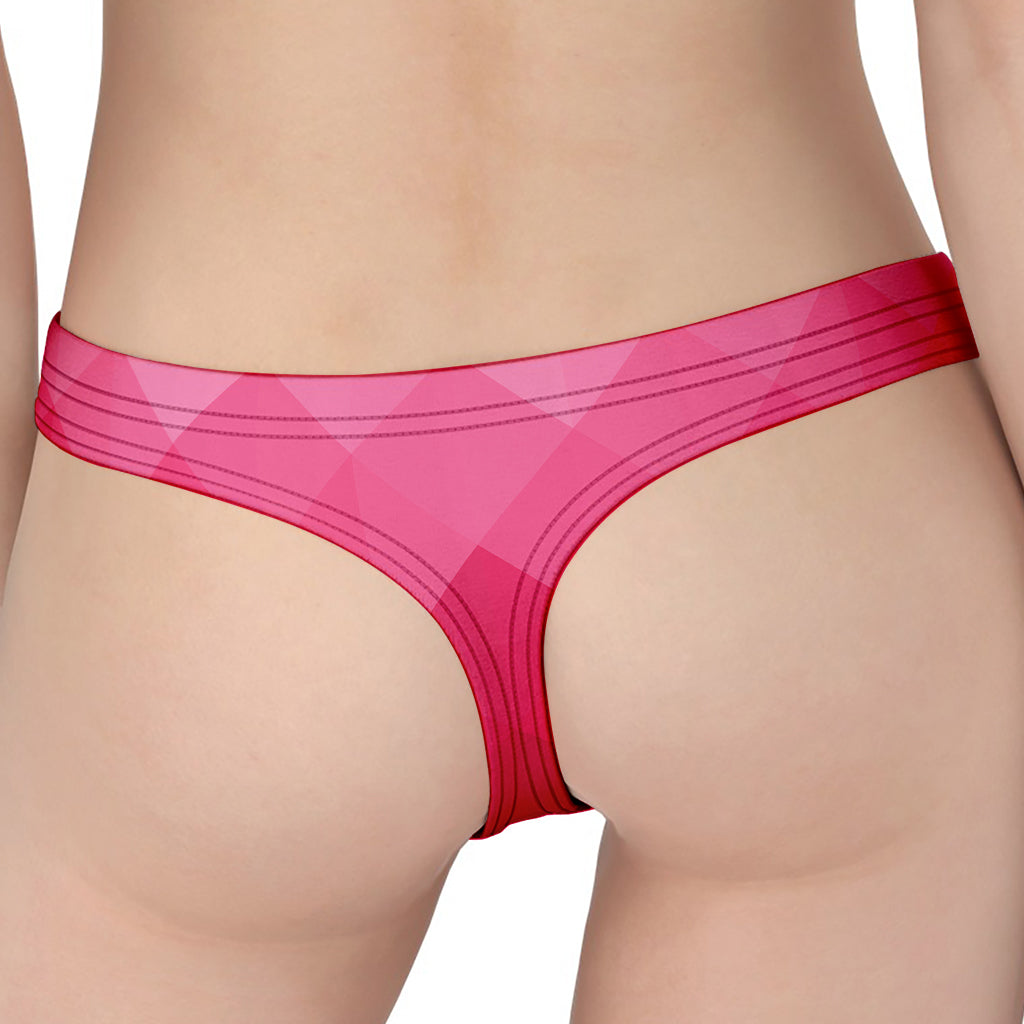 Pink Geometric Square Pattern Print Women's Thong