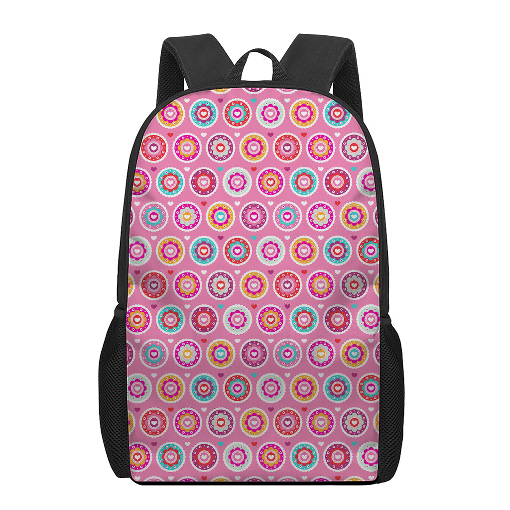Pink Girly Flower Pattern Print 17 Inch Backpack