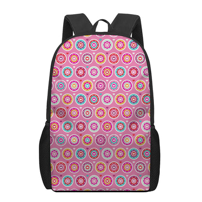 Pink Girly Flower Pattern Print 17 Inch Backpack