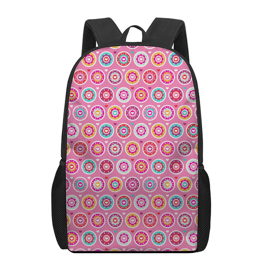 Pink Girly Flower Pattern Print 17 Inch Backpack