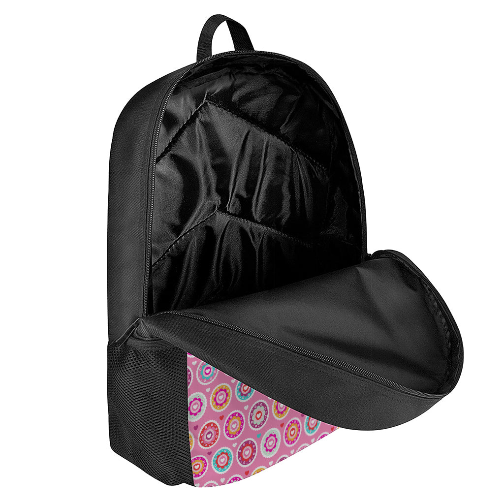 Pink Girly Flower Pattern Print 17 Inch Backpack