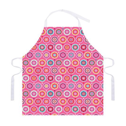Pink Girly Flower Pattern Print Adjustable Apron