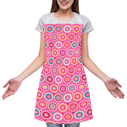 Pink Girly Flower Pattern Print Adjustable Apron