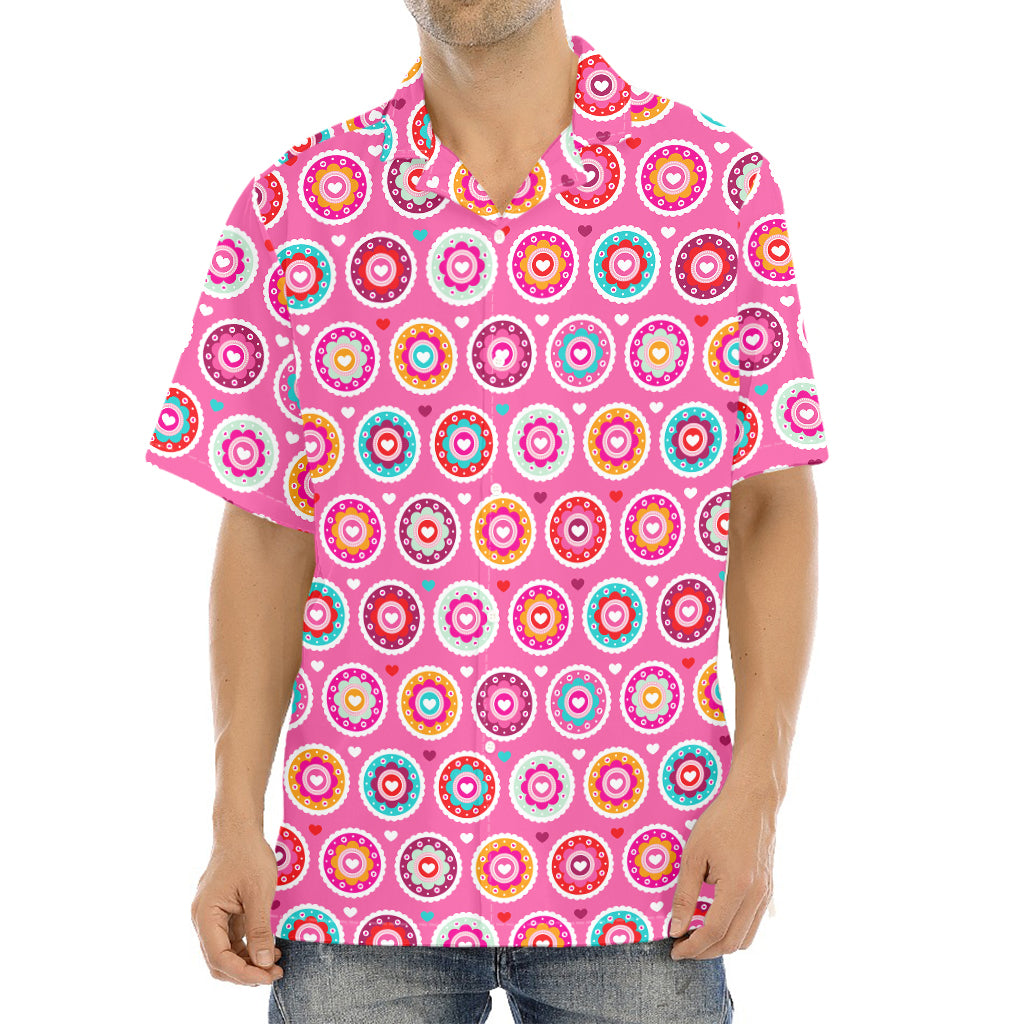 Pink Girly Flower Pattern Print Aloha Shirt