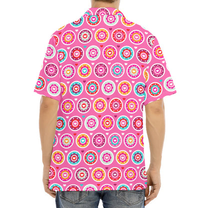Pink Girly Flower Pattern Print Aloha Shirt