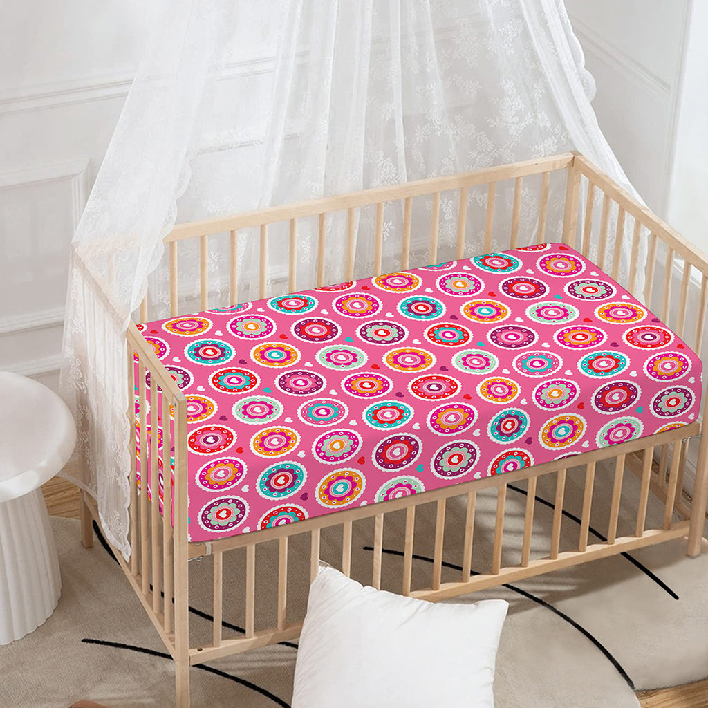 Pink Girly Flower Pattern Print Baby Crib Sheet