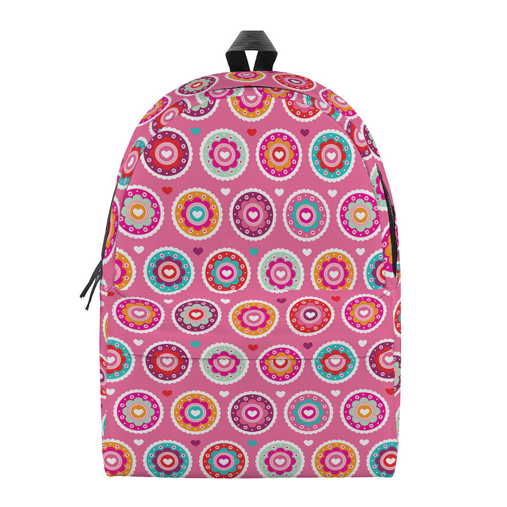 Pink Girly Flower Pattern Print Backpack