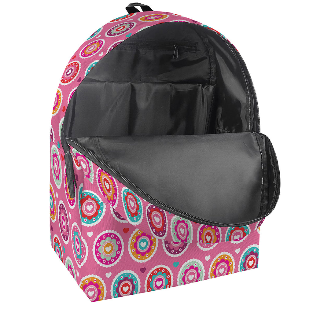 Pink Girly Flower Pattern Print Backpack