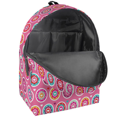 Pink Girly Flower Pattern Print Backpack