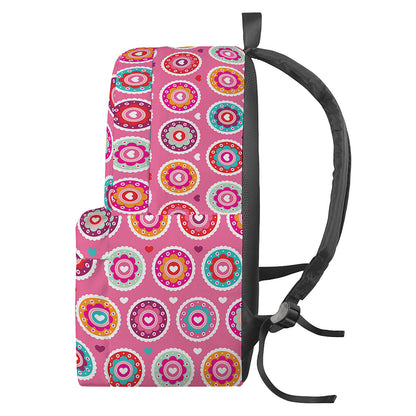 Pink Girly Flower Pattern Print Backpack